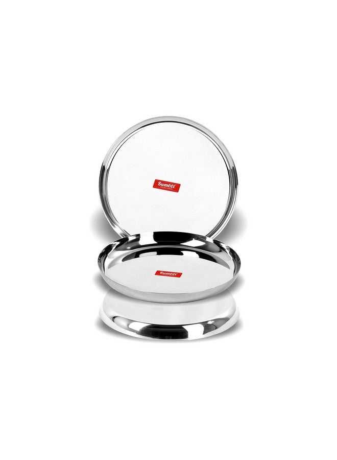 Sumeet Stainless Steel Plates - Set Of 3, Silver - Image 3