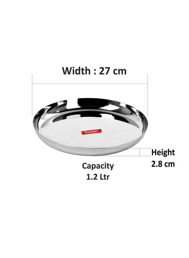 Sumeet Stainless Steel Plates - Set Of 3, Silver - Image 4