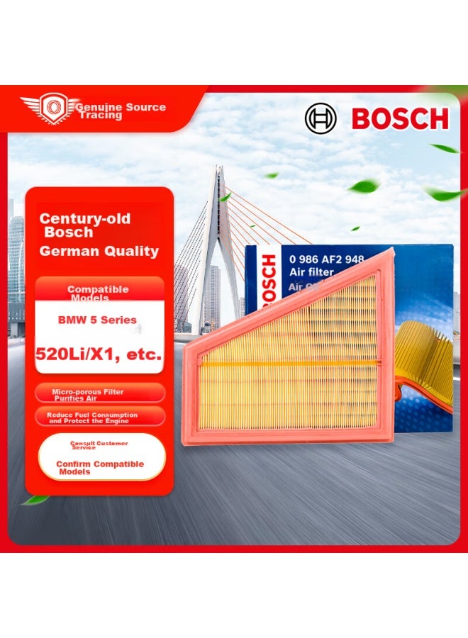 Bosch Air Filter Element 2948 For Bmw 5 Series 520li/525li/528li/530le/x1/z4/huashan 7 - Image 1