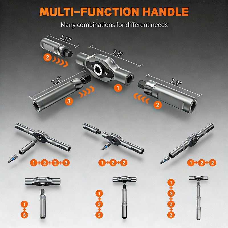 JUSTHERE 24 in 1 Magnetic Screwdriver Set, DIY Ratchet Screwdriver Set with Detachable Handle, Portable Compact Repair Tool Kit for Furniture Laptop Electronicsv Bicycle - Image 4