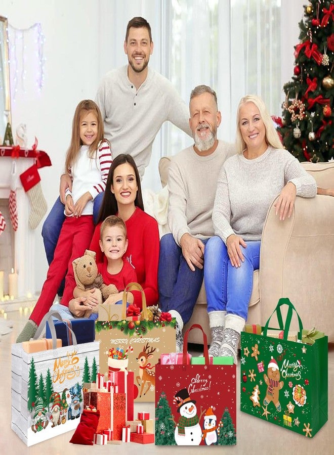 Fayayuan 12 Pack Extra Large Christmas Gift Bags, Reusable Tote Bags with Handle Non-Woven Christmas Bags for Gifts Wrapping Xmas Holiday-16.9 * 12.6 * 7.1” - Image 5