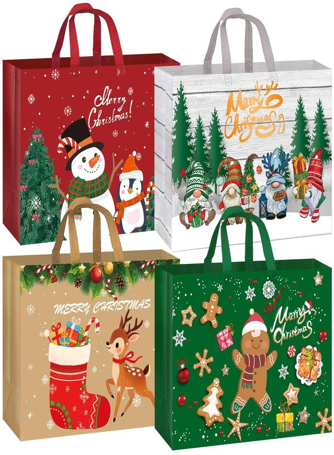 Fayayuan 12 Pack Extra Large Christmas Gift Bags, Reusable Tote Bags with Handle Non-Woven Christmas Bags for Gifts Wrapping Xmas Holiday-16.9 * 12.6 * 7.1” - Image 1