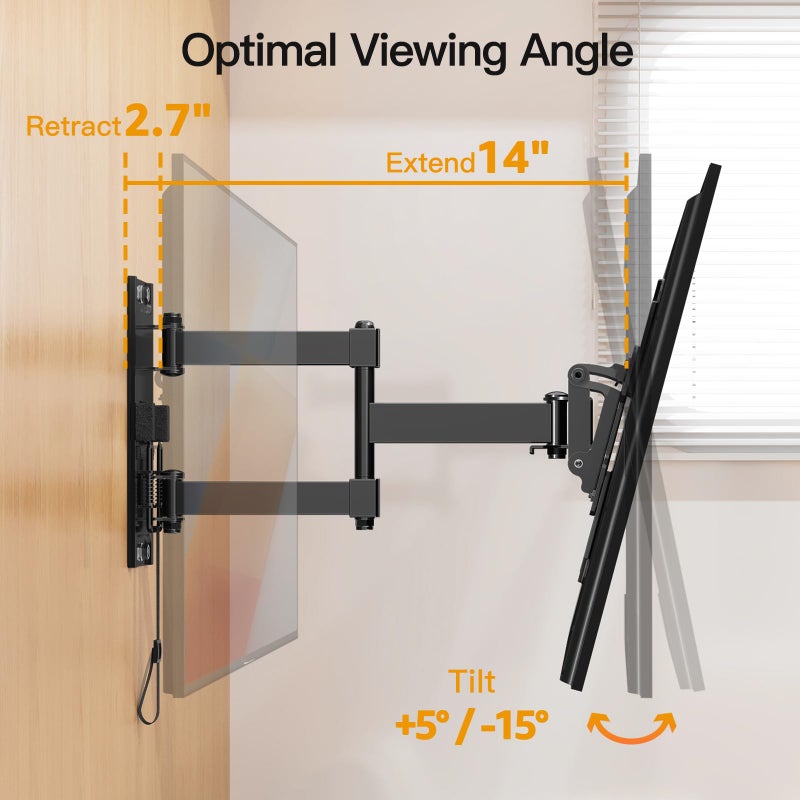 ELIVED RV TV Mount for Camper, Lockable RV TV Wall Mount for Most 13-43 Inch TVs, Full Motion Swivel and Tilt, Patented Dual Latch Design for Trailer Motorhome Truck Boat, Max VESA 200x200mm, 33 LBS - Image 3