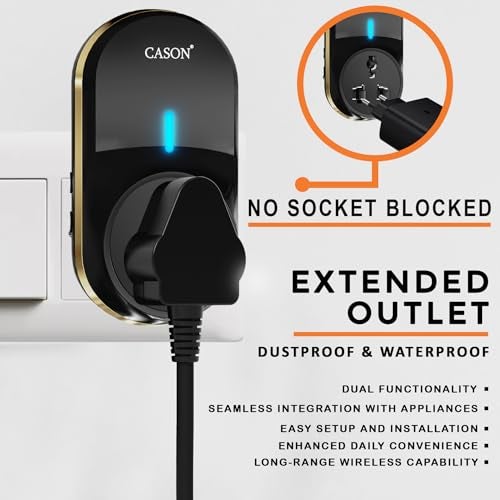 CASON - 2 Receivers Wireless Door Bell for Home Long Range/Door Bell wireless For Home/Wireless Calling Bell,Remote Bell With Socket Plug up to 1000ft Range (Black) - Image 2