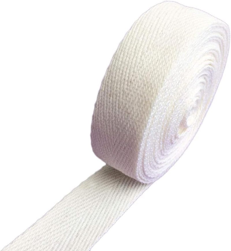 Kawaii Easy Crafting 1 Inch X 5 Yard Cotton Twill Tape Webbing Strapping Herringbone – Soft Fabric Ribbon - White-Soft Beige - Handles Bags, Sewing, Book Binding, Pet Collars, Rug Reinforcement, Gift Wrapping Decoration - Image 1