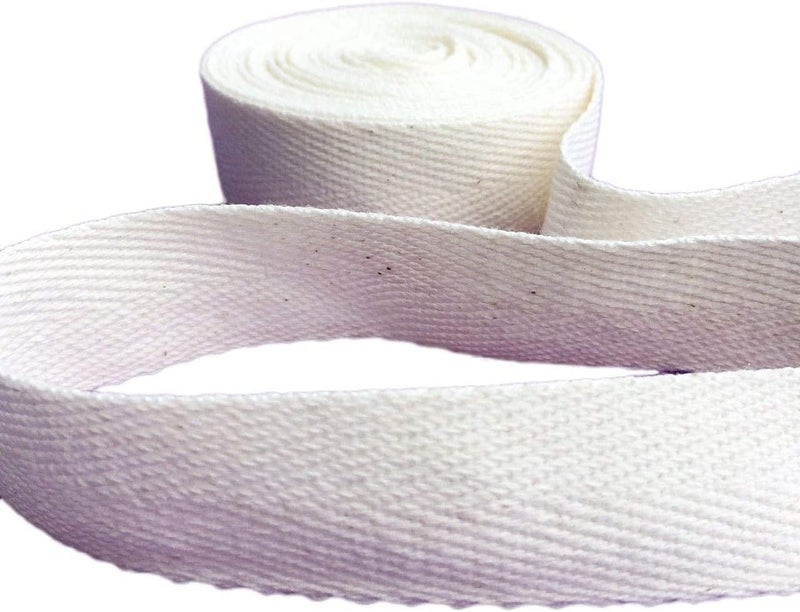 Kawaii Easy Crafting 1 Inch X 5 Yard Cotton Twill Tape Webbing Strapping Herringbone – Soft Fabric Ribbon - White-Soft Beige - Handles Bags, Sewing, Book Binding, Pet Collars, Rug Reinforcement, Gift Wrapping Decoration - Image 2