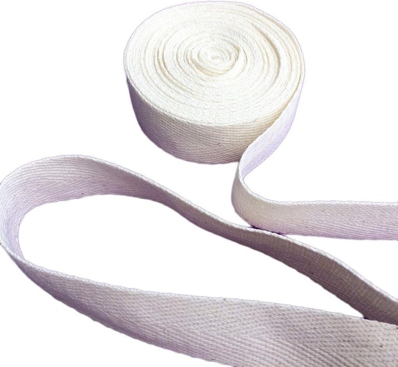Kawaii Easy Crafting 1 Inch X 5 Yard Cotton Twill Tape Webbing Strapping Herringbone – Soft Fabric Ribbon - White-Soft Beige - Handles Bags, Sewing, Book Binding, Pet Collars, Rug Reinforcement, Gift Wrapping Decoration - Image 3