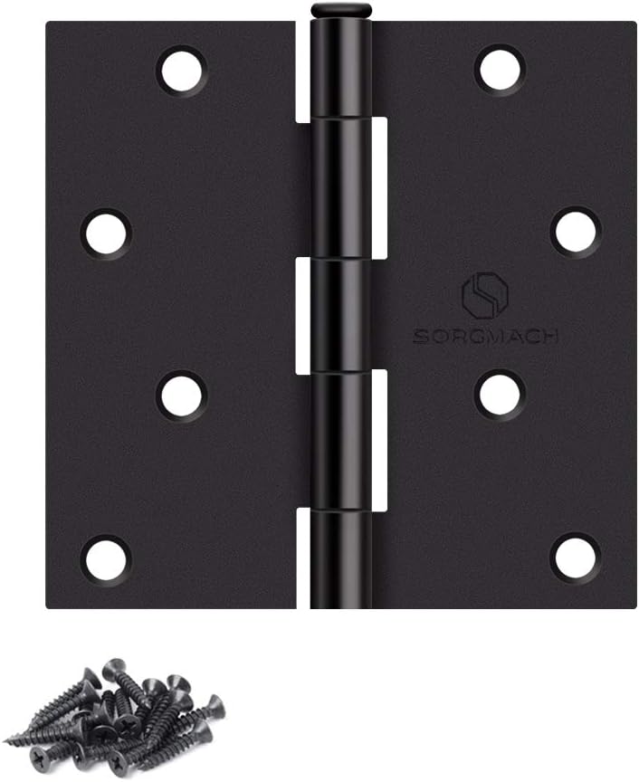 SORGMACH Door Hinges Oil Rubbed Bronze Hardware Hinges 4 Inch Square Black Interior Hinges for Doors 12 Pack - Image 1