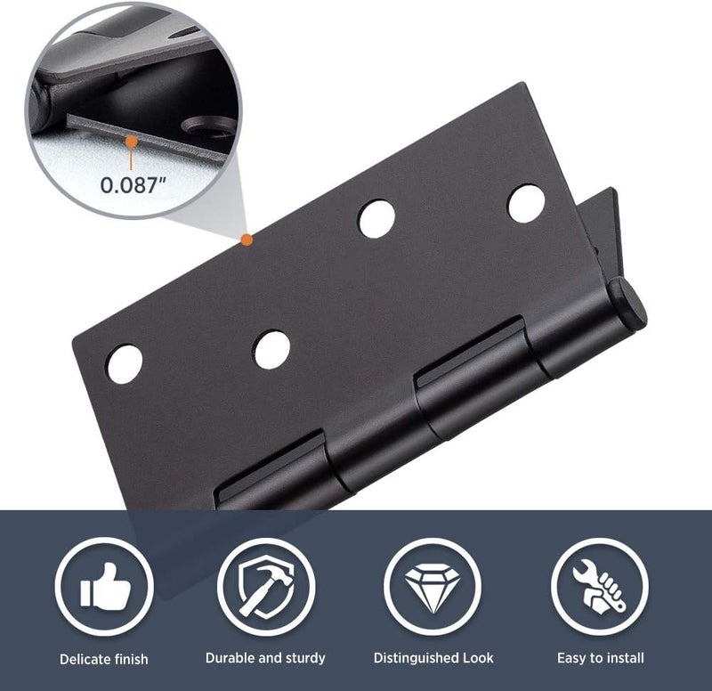 SORGMACH Door Hinges Oil Rubbed Bronze Hardware Hinges 4 Inch Square Black Interior Hinges for Doors 12 Pack - Image 2