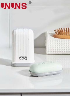UNUNS 2 Pieces Soap Box Holder,Travel Soap Case Box With Cover,Portable Anti Overflow Soap Dish,Built-in Drain Shelf,Soap Dish Holder  - Image 4