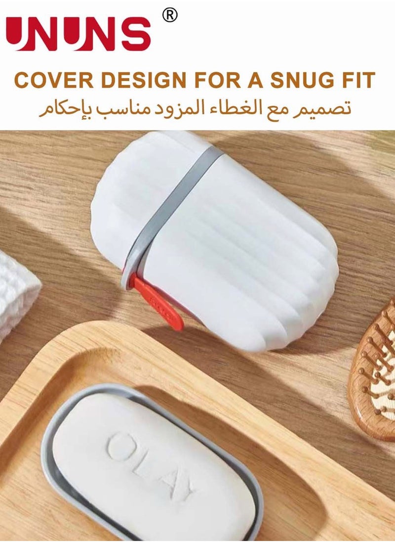 2 Pieces Soap Box Holder,Travel Soap Case Box With Cover,Portable Anti Overflow Soap Dish,Built-in Drain Shelf,Soap Dish Holder