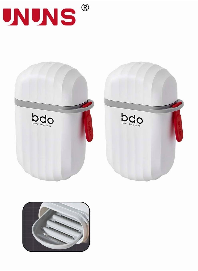 2 Pieces Soap Box Holder,Travel Soap Case Box With Cover,Portable Anti Overflow Soap Dish,Built-in Drain Shelf,Soap Dish Holder