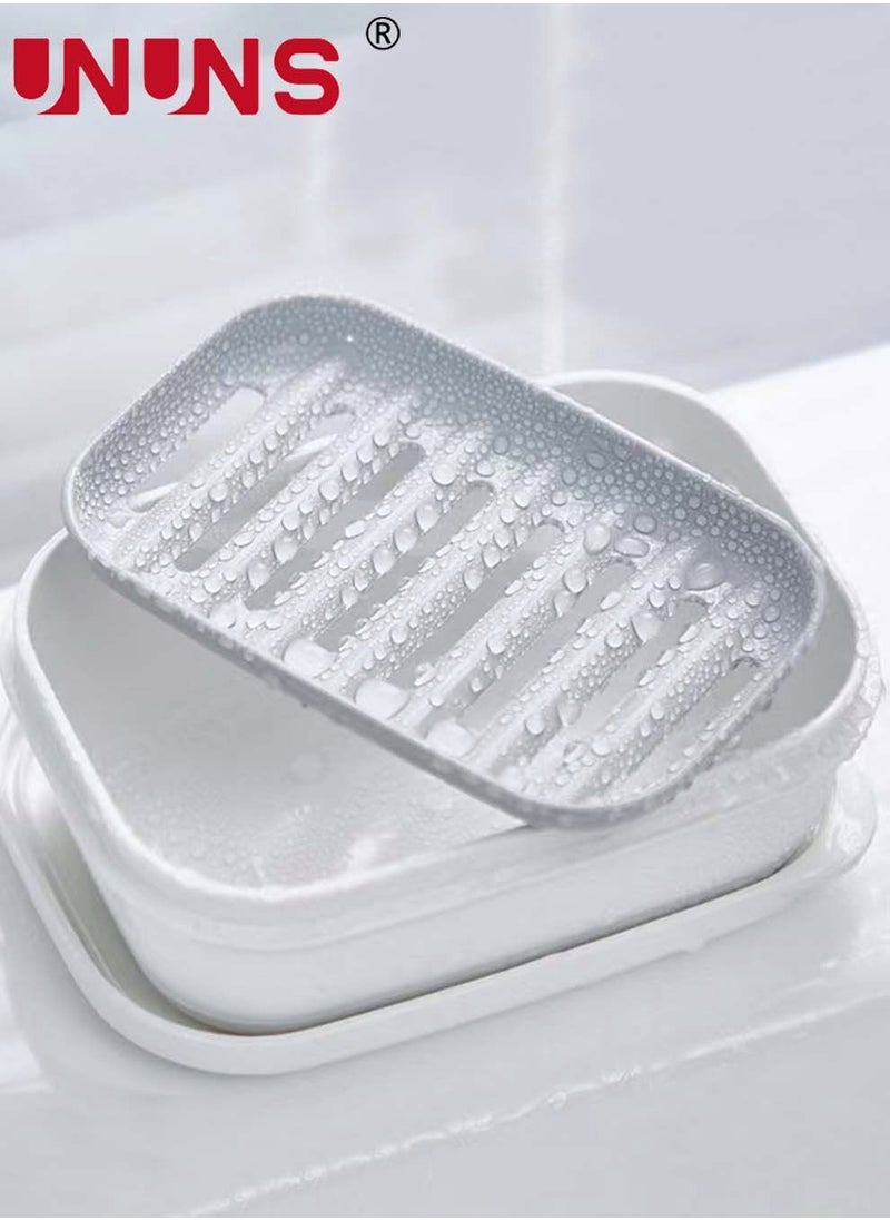 2 Pieces Soap Box Holder,Travel Soap Case Box With Cover,Portable Anti Overflow Soap Dish,Built-in Drain Shelf,Soap Dish Holder