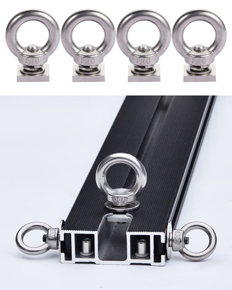 moroinriz T Track Mount Tie Down Anchor for Roof Rack, M8 Heavy Duty Ring Shaped Eye Bolt, Stainless Steel T Bolt Eye Nut Tie Down Rings for Holding Bungee Cord, Ropes, Hooks - Image 5