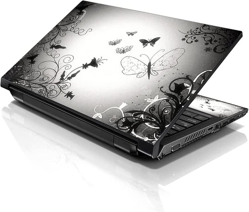 LSS 15 15.6 Inches Laptop Notebook Skin Sticker with 2 Wrist Pads - Reusable Cover Protector Vinyl Sticker Cover Decal Fits 13" - 16" HP Asus Acer Samsung - Butterfly Contrast Fade - Image 1