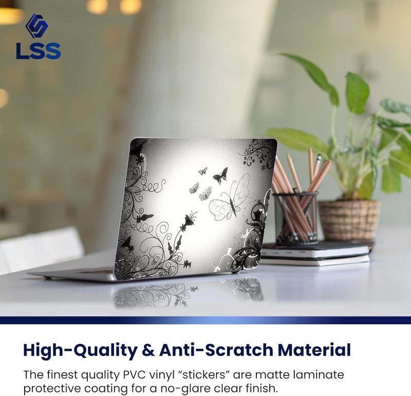 LSS 15 15.6 Inches Laptop Notebook Skin Sticker with 2 Wrist Pads - Reusable Cover Protector Vinyl Sticker Cover Decal Fits 13" - 16" HP Asus Acer Samsung - Butterfly Contrast Fade - Image 4