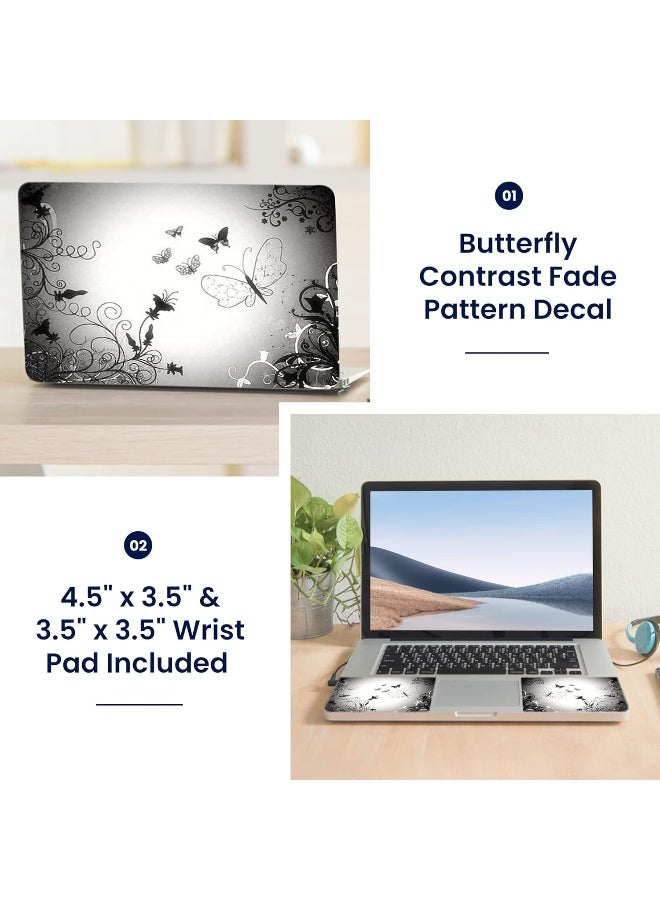 LSS 15 15.6 Inches Laptop Notebook Skin Sticker with 2 Wrist Pads - Reusable Cover Protector Vinyl Sticker Cover Decal Fits 13" - 16" HP Asus Acer Samsung - Butterfly Contrast Fade - Image 2