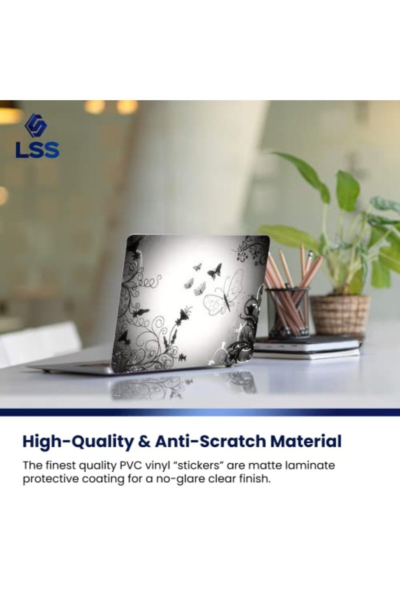 LSS 15 15.6 Inches Laptop Notebook Skin Sticker with 2 Wrist Pads - Reusable Cover Protector Vinyl Sticker Cover Decal Fits 13" - 16" HP Asus Acer Samsung - Butterfly Contrast Fade - Image 4