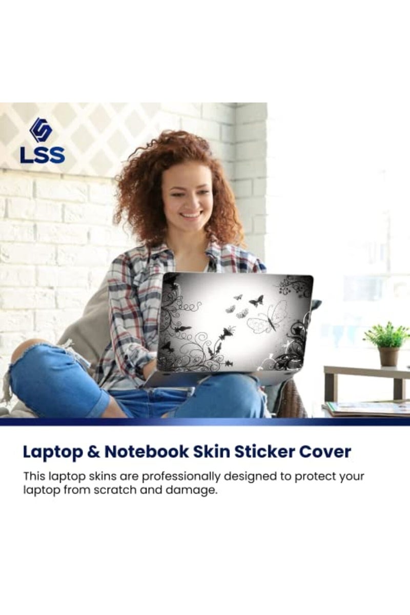 LSS 15 15.6 Inches Laptop Notebook Skin Sticker with 2 Wrist Pads - Reusable Cover Protector Vinyl Sticker Cover Decal Fits 13" - 16" HP Asus Acer Samsung - Butterfly Contrast Fade - Image 5