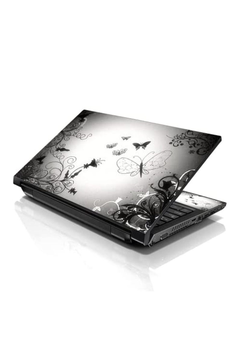 LSS 15 15.6 Inches Laptop Notebook Skin Sticker with 2 Wrist Pads - Reusable Cover Protector Vinyl Sticker Cover Decal Fits 13" - 16" HP Asus Acer Samsung - Butterfly Contrast Fade - Image 1
