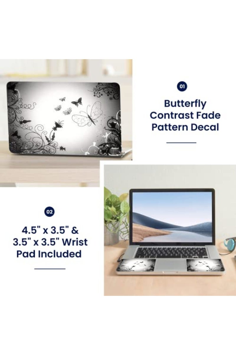 LSS 15 15.6 Inches Laptop Notebook Skin Sticker with 2 Wrist Pads - Reusable Cover Protector Vinyl Sticker Cover Decal Fits 13" - 16" HP Asus Acer Samsung - Butterfly Contrast Fade - Image 2