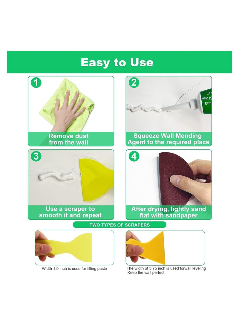 Drywall Repair Kit, Wall Repair Patch Kit with Scraper, Quick and Easy Solution for Drywall Repair, Easy to Fill Holes in Home Wall and Quick Repair Crack, 2Pcs (250g)  - Image 5