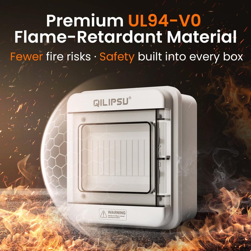 QILIPSU 6 Way DIN Rail Circuit Breaker Box UL94-V0 PC/ABS IP65 Waterproof Distribution Enclosure with Longer Bus Bars for Indoor Outdoor and Solar Use - Image 3