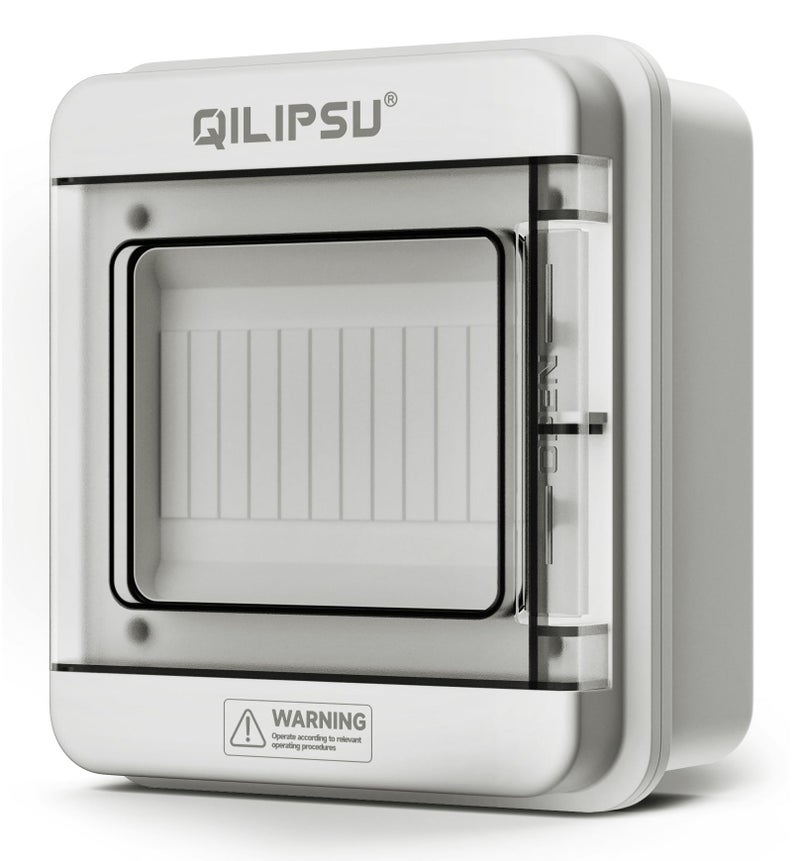 QILIPSU 6 Way DIN Rail Circuit Breaker Box UL94-V0 PC/ABS IP65 Waterproof Distribution Enclosure with Longer Bus Bars for Indoor Outdoor and Solar Use - Image 1