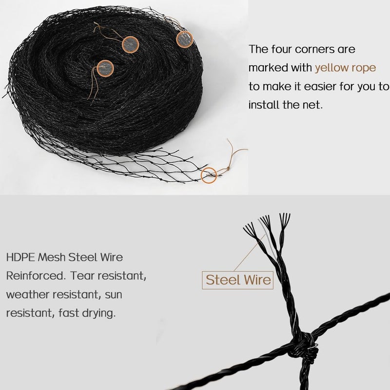 Morimoe Cat Balcony Net, Steel Wire Reinforced, Anti-Fall Fence, Safety Net, Extra Strong (10 X 13 Ft) - Image 4