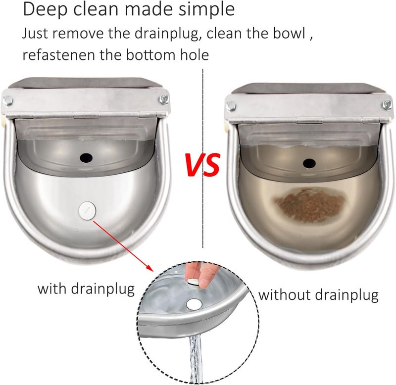 Essilnn Automatic Water Dispenser for Dog Water Bowl Dispenser Large Size Stainless-Steel Waterer Feeder Self Filling Water Trough for Poultry and Livestock - Image 4