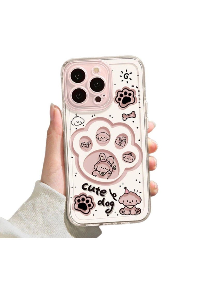 Cute Puppy Paw Print Case for iPhone 16 Pro Max – Full Pattern Soft Transparent Shell, Shockproof, Anti-Fingerprint, Heat Dissipation - Image 1