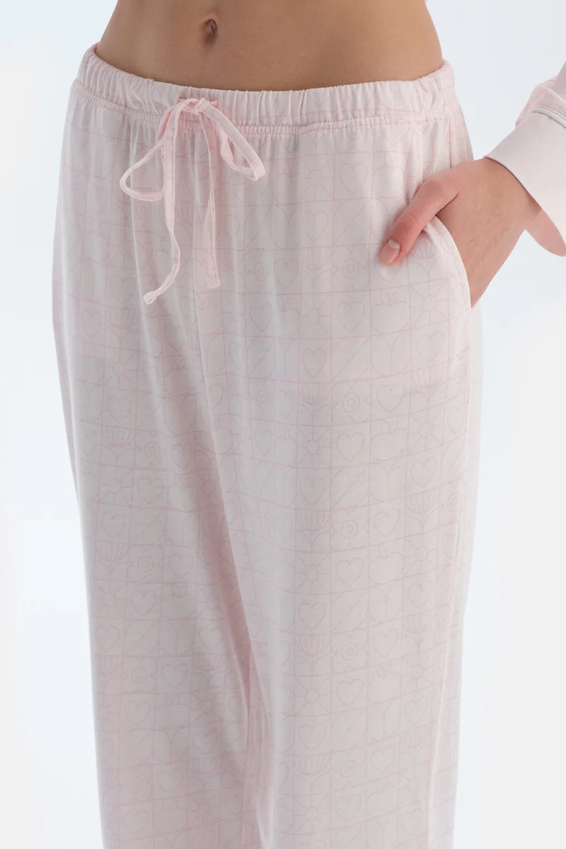 dagi Printed Shirt & Trousers Pajama Set Spread Collar Cotton Blend Mid Rise Regular/Classic Fit Sleepwear