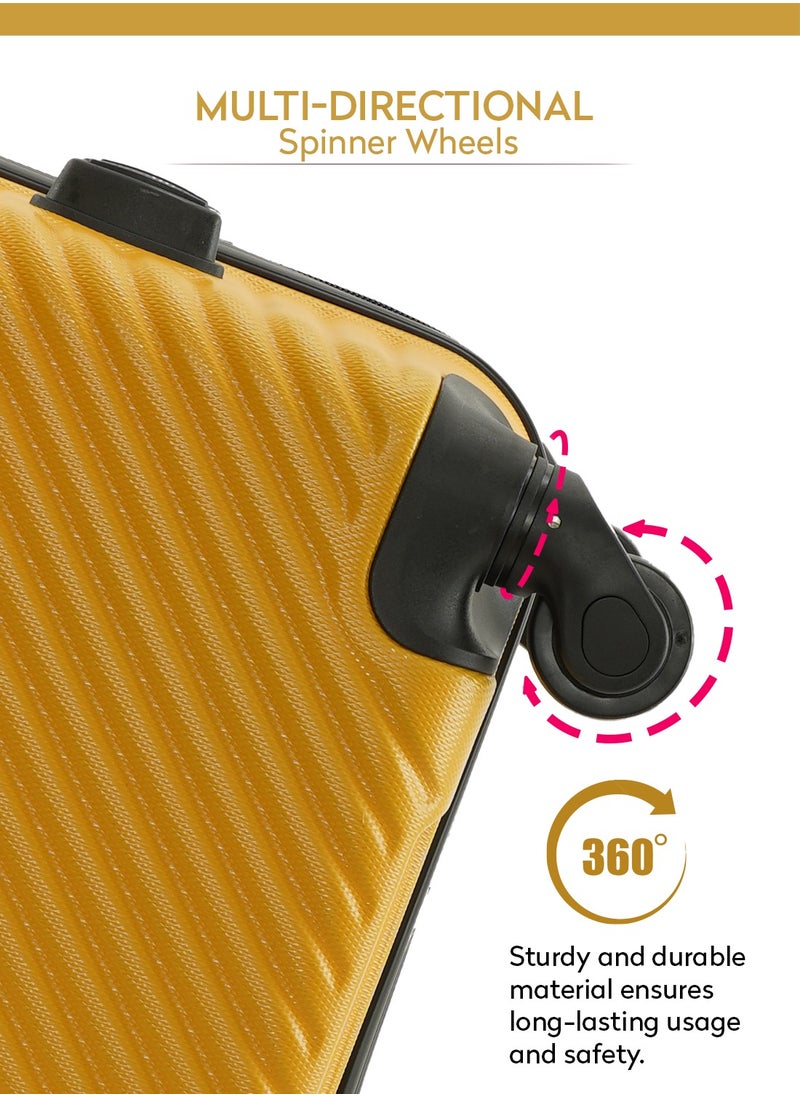 PARAJOHN - Aurora Checked-In Luggage Medium (24-Inch) ABS Hard Case Trolley Bag with 4 Spinner Wheels and Lock - Yellow - Image 1