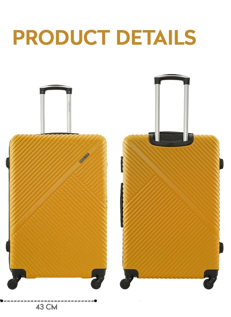 PARAJOHN - Aurora Checked-In Luggage Medium (24-Inch) ABS Hard Case Trolley Bag with 4 Spinner Wheels and Lock - Yellow - Image 1