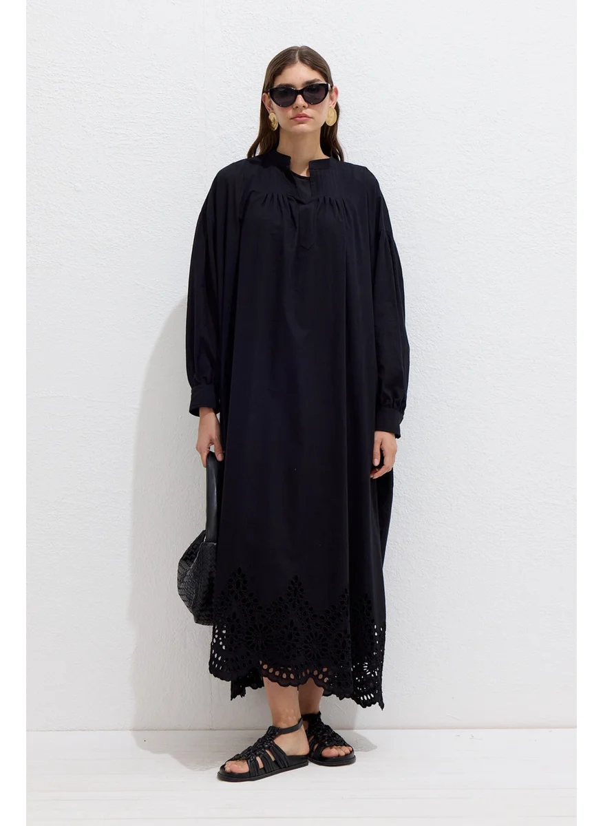 مانوكا Brode Embroidered Dress Black