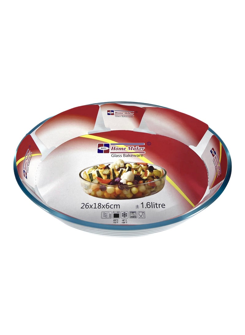Homemaker Oval Glass Baking Dish, 1.6 Lt Capacity, 26X18 Cm Diameter, 6 Cm Height - Clear  - Image 4