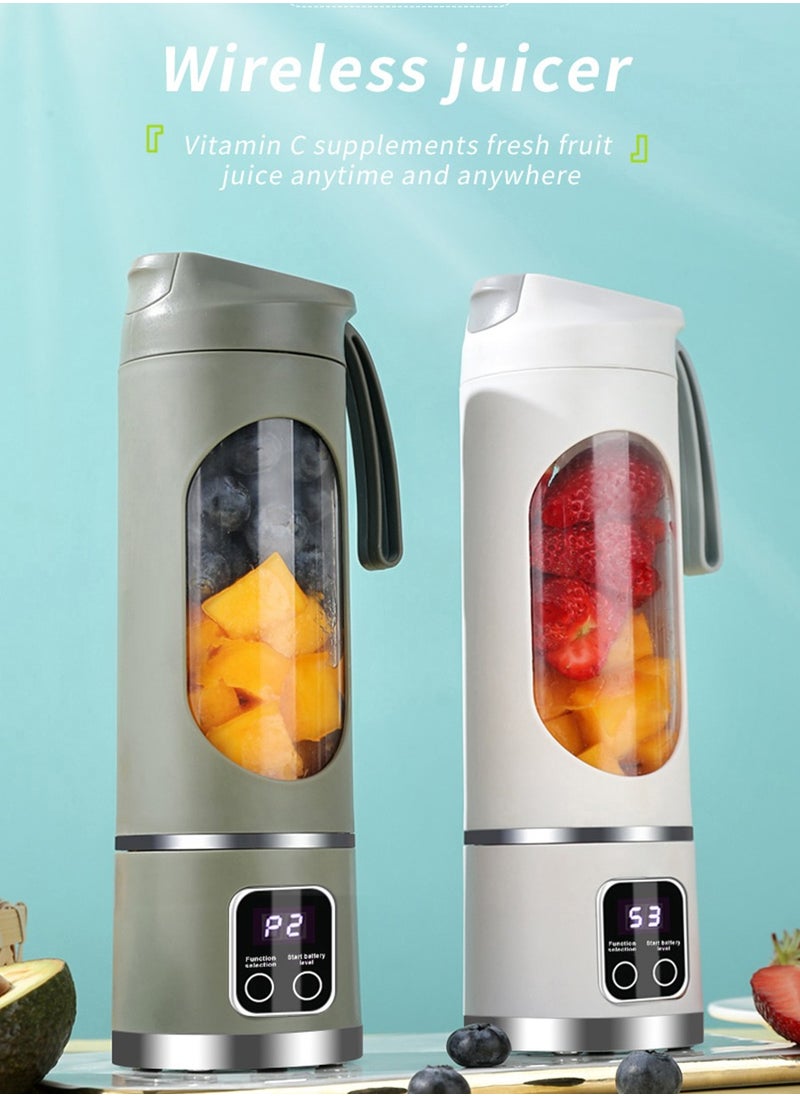 Mixer Juicer for Vegetables and Fruits, Juice, Baby Food, Ice, Multi-functional, 450ML, 4000mAh, Portable, Magnetic Induction Safety Feature, USB Rechargeable, Suitable for Outdoor, Travel, Office