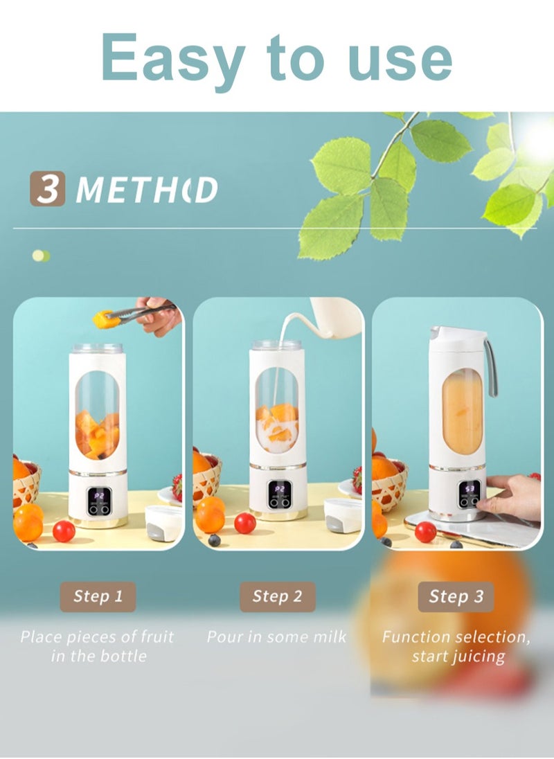 MileMelo Mixer Juicer for Vegetables and Fruits, Juice, Baby Food, Ice, Multi-functional, 450ML, 4000mAh, Portable, Magnetic Induction Safety Feature, USB Rechargeable, Suitable for Outdoor, Travel, Office  - Image 5