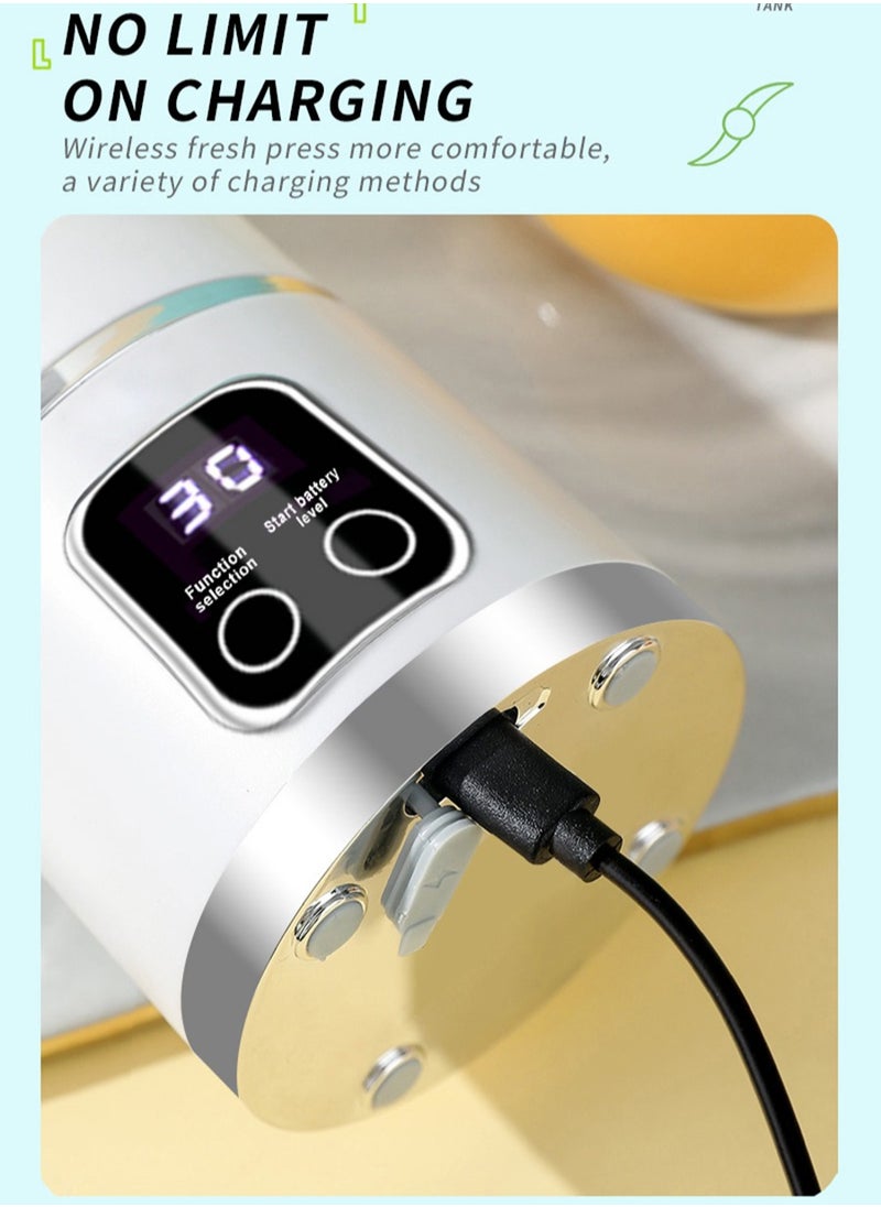 Mixer Juicer for Vegetables and Fruits, Juice, Baby Food, Ice, Multi-functional, 450ML, 4000mAh, Portable, Magnetic Induction Safety Feature, USB Rechargeable, Suitable for Outdoor, Travel, Office