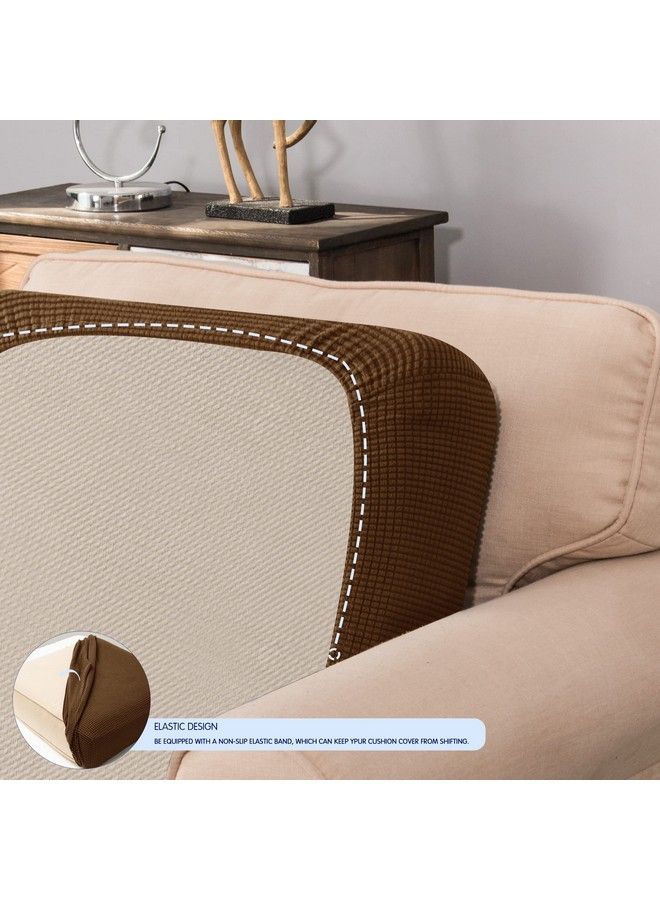 subrtex Stretch Cushion Cover Soft Sofa Seat Slipcover Spandex Chair Couch Cover Suitable For 123 Seaters Replacement For Furniture Protector(Coffeesmall) - Image 5