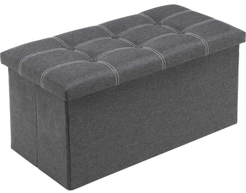 Youdesure Folding Storage Ottoman Bench Footrest Couch for Living Room 30 inch Storage Bench with Padded Seat for Bedroom Hallway Holds up to 350lbs Linen Fabric Grey