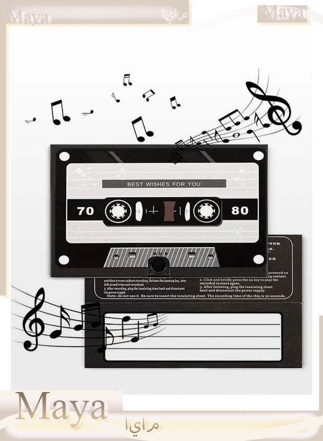 Maya Voice Greeting Card - 60-Second Personalized Recordable Audio Card with Built-in Playback - Retro Style Talking Sound Card for Birthday, Wedding, and Special Occasions - Black - Image 1