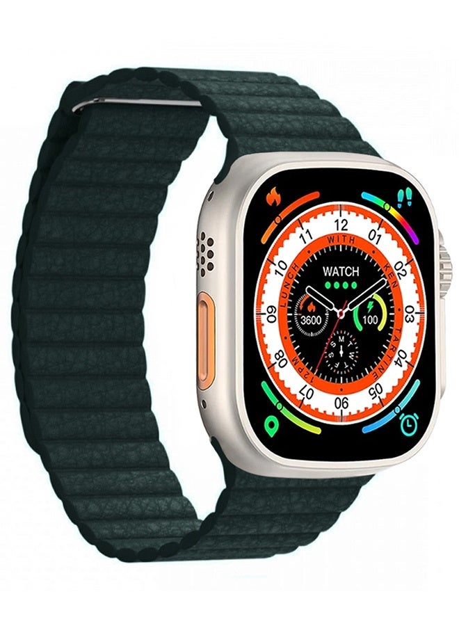 CATANES 49mm 46mm 45mm 44mm Leather Loop Band for Apple Watch Magnetic Watch Strap Wristband - Dark Green - Image 5