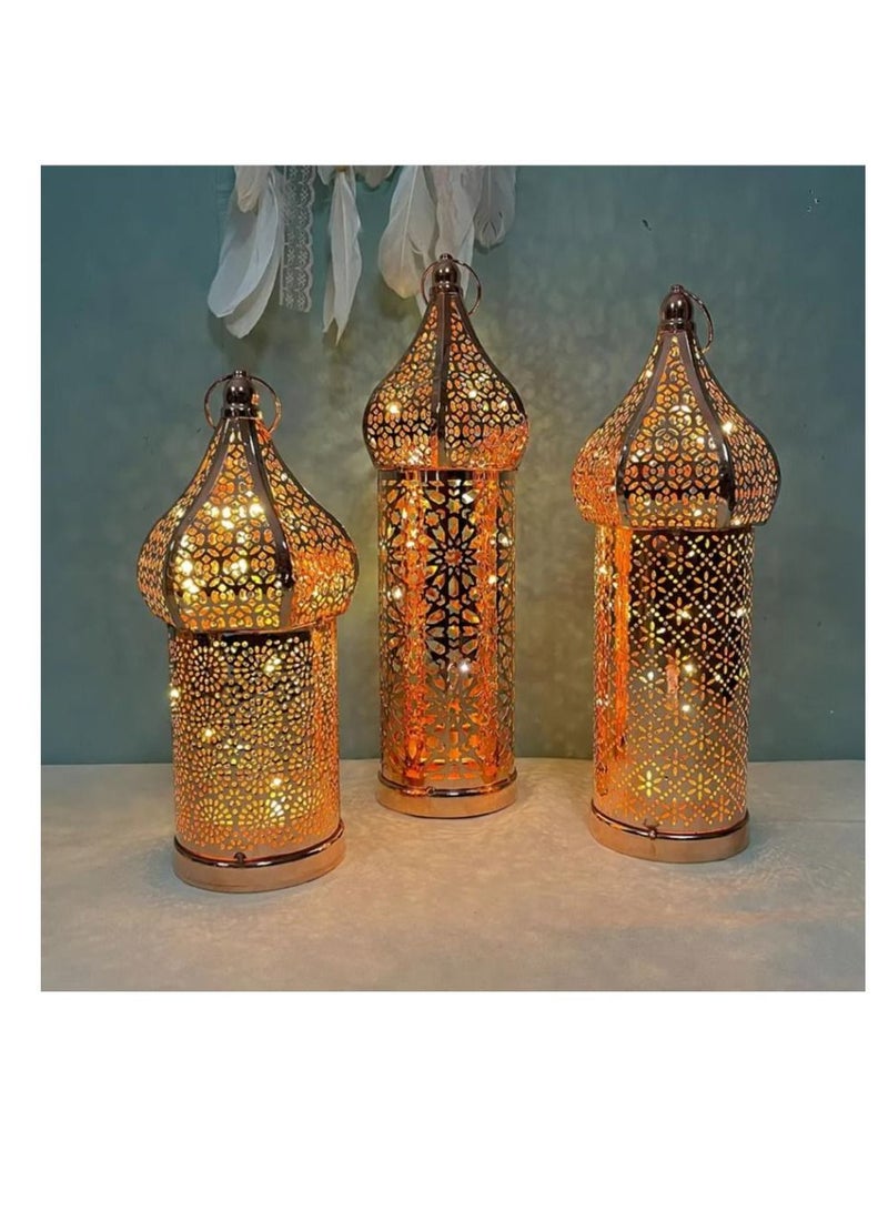 Y&D Ramadan Hollowed-out Led Lantern Iron Lantern Home Bedroom Living Room Decorative Lights - Image 2