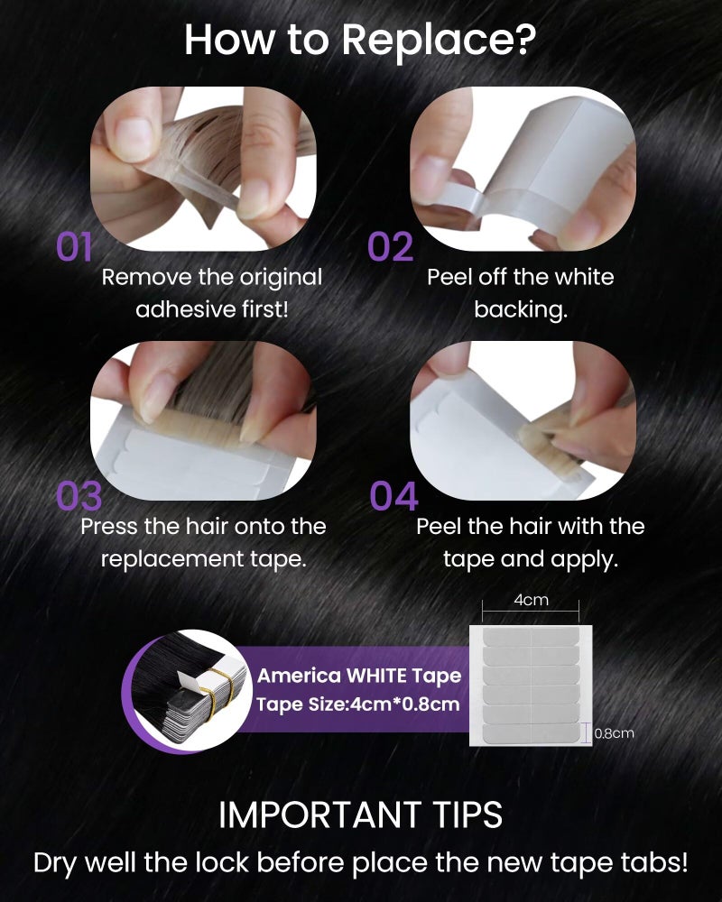 LaaVoo Tape in Hair Extensions Black Tape in Extensions Real Human Hair 22Inch Tape in Human Extensions Human Hair Jet Black 50g 20pcs - Image 5