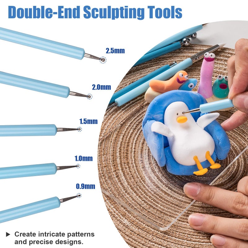 KACOLA Dotting Tools, Silicone Clay Sculpting Tool, Ceramic Clay Ball Stylus Dot Painting Tools, Pottery Embossing Tool for Rock, Nail, Blending, Drawing, Modeling - Image 5