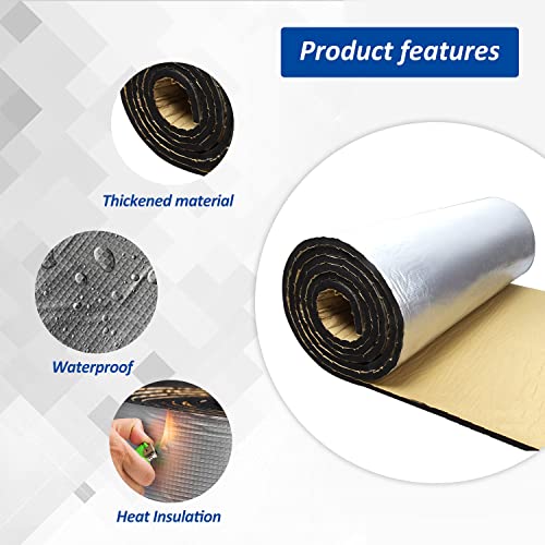 Allwin Car Heat Sound Deadening Insulation Mat, - 197 Mil 32.4 Sqft Automobile Sound Deadening & Heat Insulation Material for Auto Hood Engine Roof Door and Trunk, Aluminum Foil Finish - Image 4