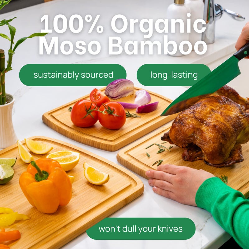 Greener Chef Organic Wood Cutting Boards for Kitchen for Chopping Vegetables, Carving Meat, Slicing Bread and Serving Charcuterie for Meal Time Prep, Holiday Gatherings, and Hosting Parties - Ideal for Home Chefs - Image 2