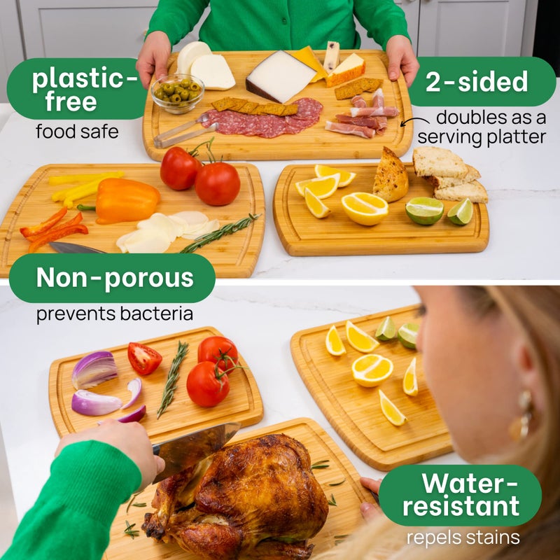 Greener Chef Organic Wood Cutting Boards for Kitchen for Chopping Vegetables, Carving Meat, Slicing Bread and Serving Charcuterie for Meal Time Prep, Holiday Gatherings, and Hosting Parties - Ideal for Home Chefs - Image 5