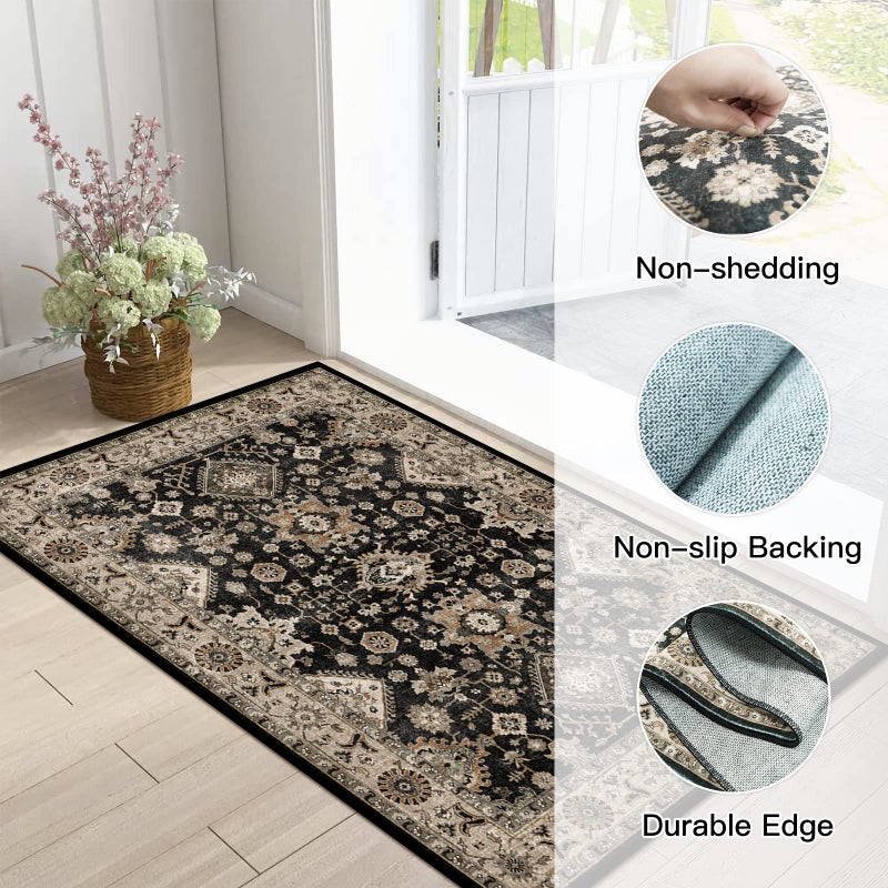 TOPRUUG Washable Runner Rug 2x3 Entryway Rug Door Mat Non Slip Runner Rugs with Rubber Backing Soft Kitchen Farmhouse Distressed Carpet for Living Room Bedroom Bathroom - Image 3
